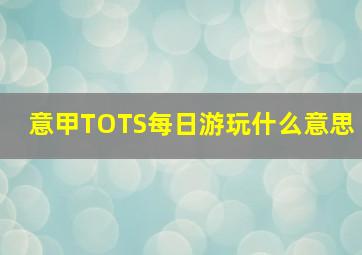 意甲TOTS每日游玩什么意思