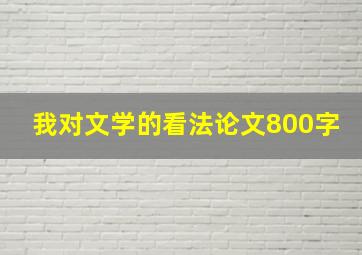 我对文学的看法论文800字