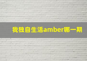 我独自生活amber哪一期