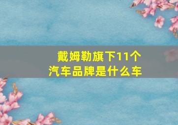 戴姆勒旗下11个汽车品牌是什么车