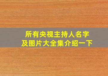 所有央视主持人名字及图片大全集介绍一下