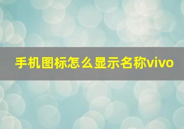 手机图标怎么显示名称vivo