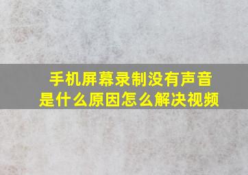 手机屏幕录制没有声音是什么原因怎么解决视频