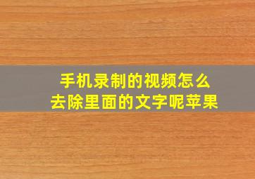 手机录制的视频怎么去除里面的文字呢苹果