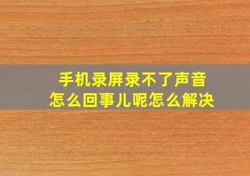 手机录屏录不了声音怎么回事儿呢怎么解决