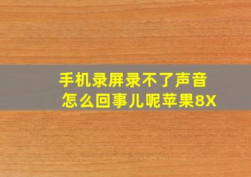 手机录屏录不了声音怎么回事儿呢苹果8X