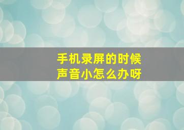 手机录屏的时候声音小怎么办呀