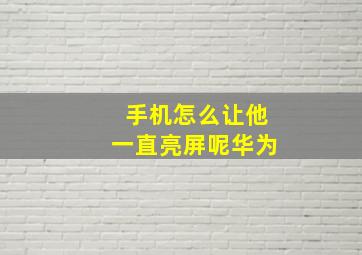 手机怎么让他一直亮屏呢华为