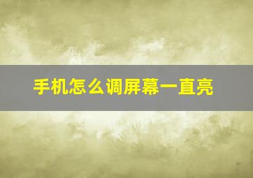 手机怎么调屏幕一直亮