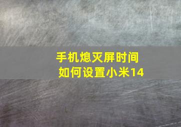 手机熄灭屏时间如何设置小米14