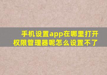 手机设置app在哪里打开权限管理器呢怎么设置不了