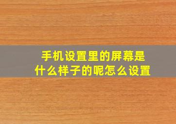 手机设置里的屏幕是什么样子的呢怎么设置