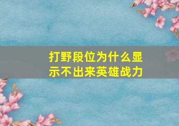 打野段位为什么显示不出来英雄战力