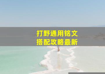 打野通用铭文搭配攻略最新