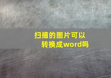 扫描的图片可以转换成word吗