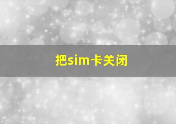 把sim卡关闭