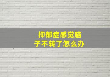 抑郁症感觉脑子不转了怎么办