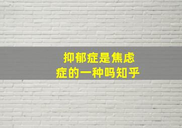 抑郁症是焦虑症的一种吗知乎