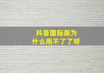 抖音国际版为什么用不了了呀