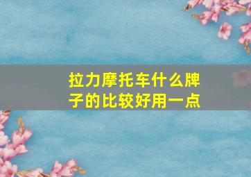 拉力摩托车什么牌子的比较好用一点