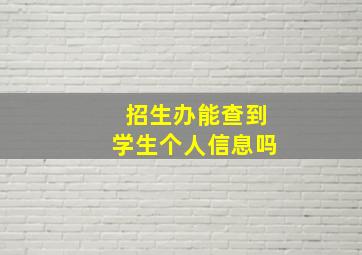 招生办能查到学生个人信息吗