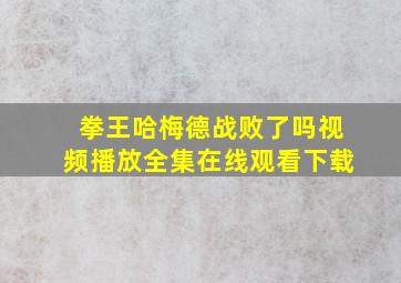 拳王哈梅德战败了吗视频播放全集在线观看下载