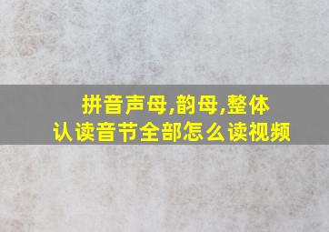 拼音声母,韵母,整体认读音节全部怎么读视频