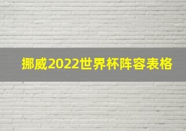 挪威2022世界杯阵容表格