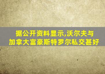 据公开资料显示,沃尔夫与加拿大富豪斯特罗尔私交甚好