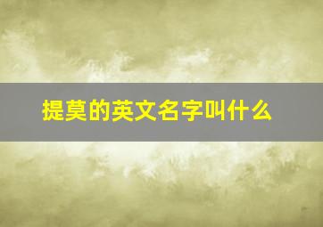 提莫的英文名字叫什么