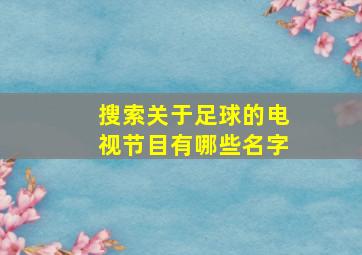 搜索关于足球的电视节目有哪些名字