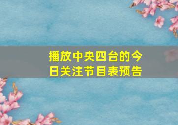 播放中央四台的今日关注节目表预告