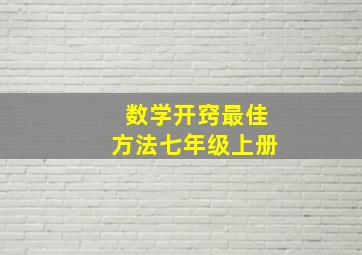 数学开窍最佳方法七年级上册