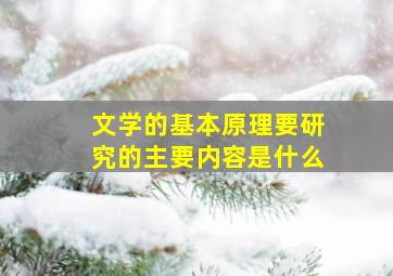 文学的基本原理要研究的主要内容是什么