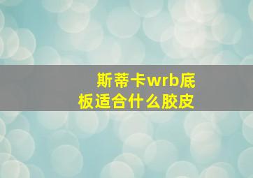 斯蒂卡wrb底板适合什么胶皮