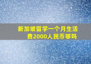 新加坡留学一个月生活费2000人民币够吗