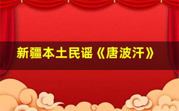 新疆本土民谣《唐波汗》