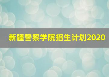 新疆警察学院招生计划2020