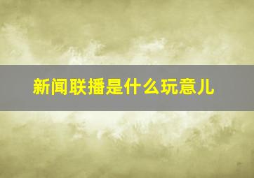 新闻联播是什么玩意儿