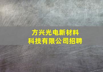 方兴光电新材料科技有限公司招聘