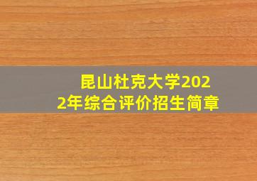 昆山杜克大学2022年综合评价招生简章