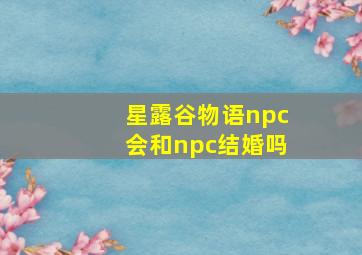 星露谷物语npc会和npc结婚吗