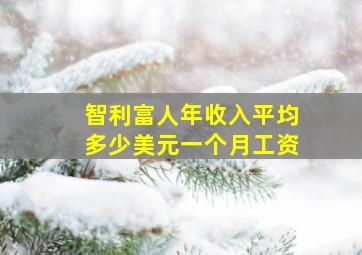 智利富人年收入平均多少美元一个月工资