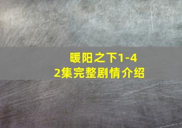 暖阳之下1-42集完整剧情介绍