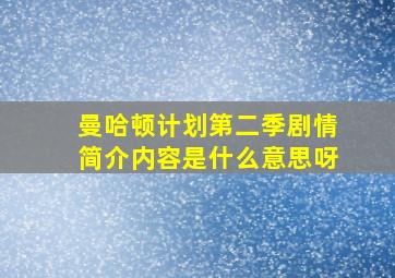 曼哈顿计划第二季剧情简介内容是什么意思呀