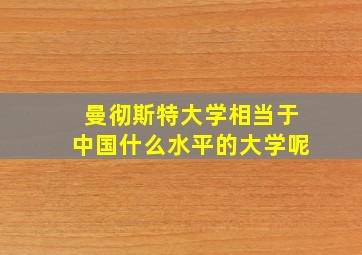 曼彻斯特大学相当于中国什么水平的大学呢