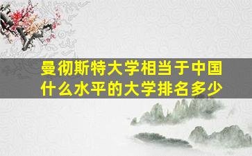 曼彻斯特大学相当于中国什么水平的大学排名多少