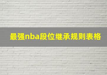 最强nba段位继承规则表格