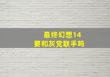 最终幻想14要和灰党联手吗