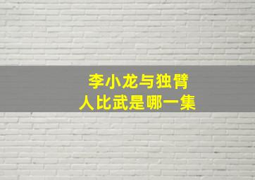 李小龙与独臂人比武是哪一集